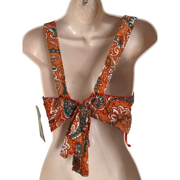 Band Of Free Cropped Tank Size XS Adjustable Straps Tie Back NWT $68 Orange - Picture 2 of 6